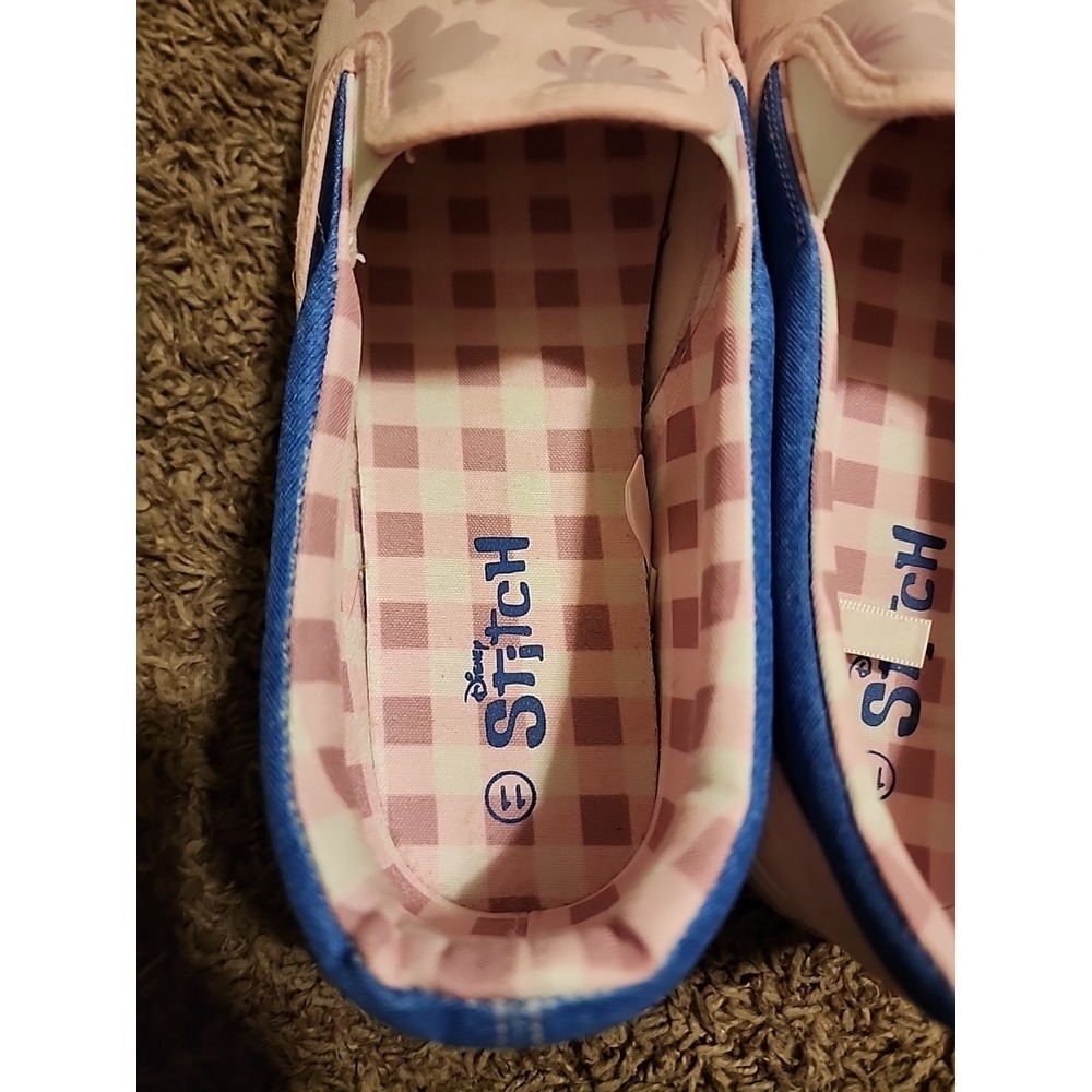 Disney Stitch And Angel Slip On Shoes Unisex M 11 - W 12.5 Pink And Blue Used - Picture 4 of 8